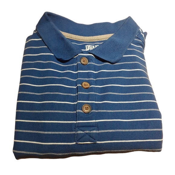 Duluth Trading Co Men's Size XL No Polo Short Sleeve Stripe Polo Blue White - Picture 4 of 13